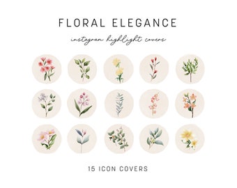 Instagram Highlight Covers Floral Elegance Aquarelle IG Story Icons Fleurs sauvages Highlight Circles
