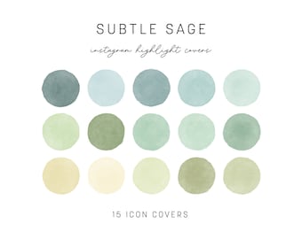 Instagram Highlight Covers Sage Watercolor IG Story Icons Aesthetic Highlight Circles