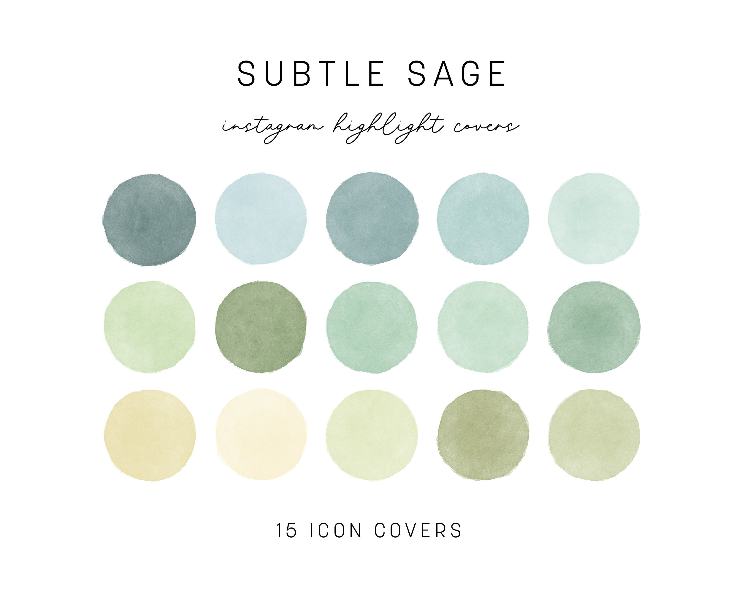 Instagram Highlight Covers Sage Aquarelle IG Story Icons Esthétique Highlight Circles