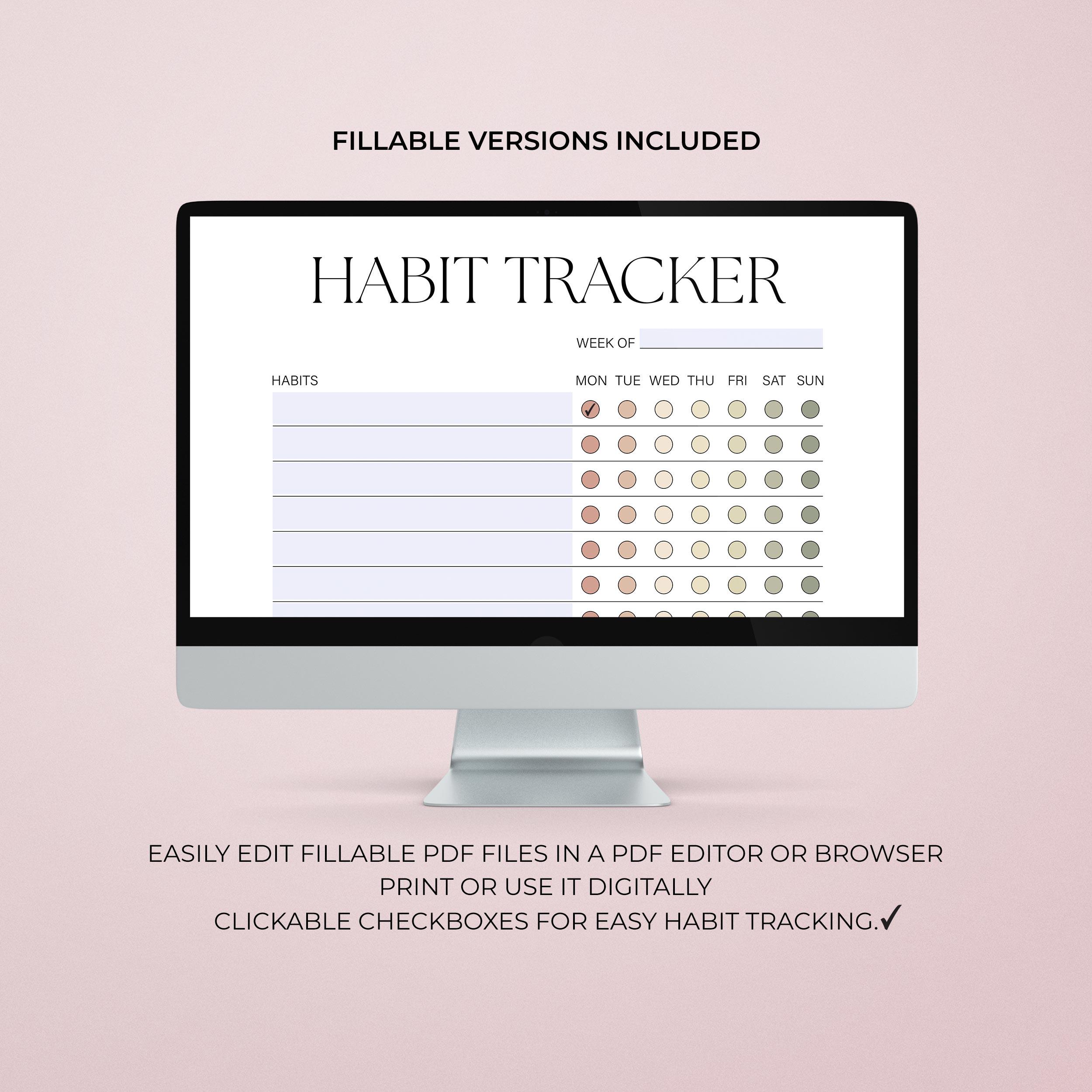 Printable Habit Tracker Digital Weekly Routine Checklist Planner Insert ...