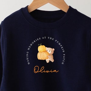 Sweat-shirt personnalisé cueillette de citrouilles, haut Aventures de cueillette de citrouilles pour enfants, petite citrouille la plus mignonne, couleurs variées, souvenirs de citrouilles