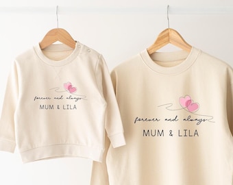 Personalised Matching Mummy and Mini Sweatshirts, 1st Mother's Day , Mothers Day gift,  Adult and Child Matching, Besties Always and Forever