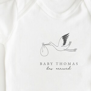 Personalised Baby grow Set with Hat, Just Arrived Outfit, Newborn Name Outfit, Coming Home Baby Gift