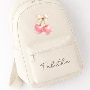 Personalised Girls Rucksack, Cherry Backpack, Toddler Nursery Bag, Custom Name Bag, School Back Pack zdjęcie 1