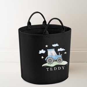Personalised Tractor children&#39;s Storage , Toy tub, storage basket, Toy box, Baby shower gift, baby Nursery, basket, blanket box, Blue