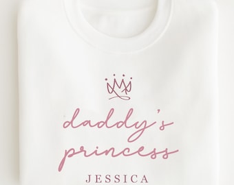 Personalised  Daddy's Princess Sweatshirt - T-shirt Girls Pink or White Sweatshirt Top t-shirt Father's day New Dad