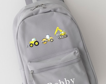 Personalised Construction backpack, school bag, toddlers rucksack, children's Boys girls, Building, diggers, More Colours , Baby Bag