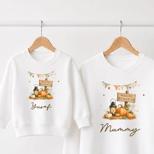 Sweat-shirt d'automne personnalisé | Pulls familiaux assortis à patch citrouille | Créer des souvenirs