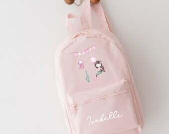 Personalised Rucksack, Mermaid backpack, school bag, toddlers rucksack, children's back to school, under the sea ,pink nursery bag, daycare