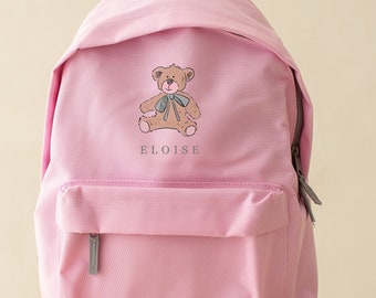Personalised Teddy Bear backpack teddy theme fashionable subtle design school bag rucksack, available in two sizes, hobbies, clubs