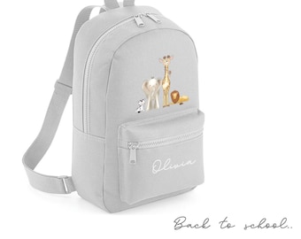 Personalised Backpack Rucksack Safari school bag toddlers children's back to school Nursery bag