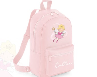 Personalised Children's Rucksack backpack school bag toddlers' children's back to school Nurser  Fairy Choice of colours Pink Lilac Mint