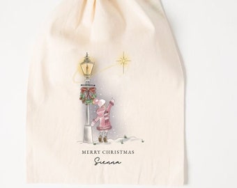 Personalised Handmade Christmas Sack - Pink Star so Bright