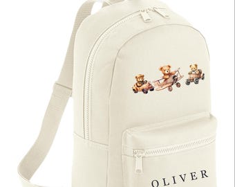 Personalised Transport backpack, school bag, toddlers rucksack, children's Boys girls, More Colours , Baby Bag ,Kids, Teddy Aeroplane cars