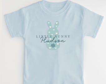 Personalised Easter T-shirt- Easter bunny t-shirt - Easter gift - Boys- Girls- First Easter Top- Easter Egg Hunt T-shirt - Gift - Blue Text