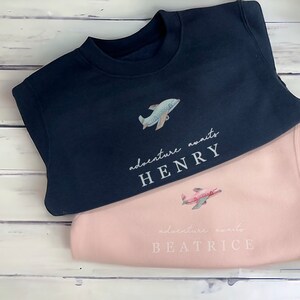 Personalised Holiday sweatshirt - Airport Outfit- First Time flyer - Aeroplane sweatshirt - Various Colours Any age Navy Grey Black image 7