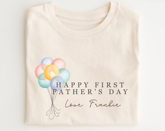 Personalised First Father's day t-shirt Children's tshirt, kids t-shirt, New Dad Any name - New Dad Gift Natural tshirt- 1st fathers day
