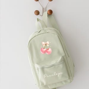 Personalised Girls Rucksack, Cherry Backpack, Toddler Nursery Bag, Custom Name Bag, School Back Pack zdjęcie 6