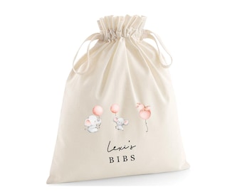 Personalised Baby Bag Organisers- Organic Cotton- Choice of words/size - Spare Clothes-Nappies & Wipes - Hospital Bag- Nursery Bag- Safari