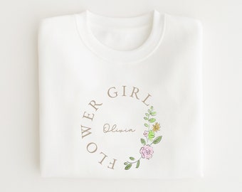 Personalised Children's Flower Girl sweatshirt - t-shirt - wedding gift white Sweatshirt - Bridesmaid and flower girl gift