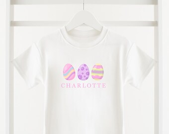 Personalised Kids Easter T-shirt- Colourful Easter Eggs - Easter gift - Boys- Girls- First Easter Top- Easter Egg Hunt T-shirt - Childrens