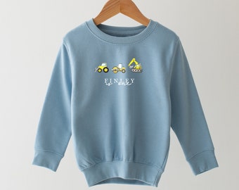 Personalised Children's Birthday sweatshirt - Construction - Diggers - Trucks - Any Age Various colours Boys Girls