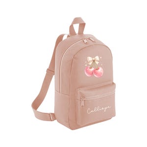 Personalised Girls Rucksack, Cherry Backpack, Toddler Nursery Bag, Custom Name Bag, School Back Pack zdjęcie 12