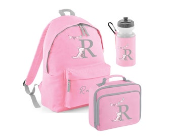 Personalised Dinosaur lunch nursery set school set water bottle - cooler box - sandwich box - Girls boys school set - Pink Dinosaur