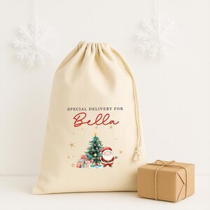 Reusable personalised Santa sack, Christmas gift bag for children