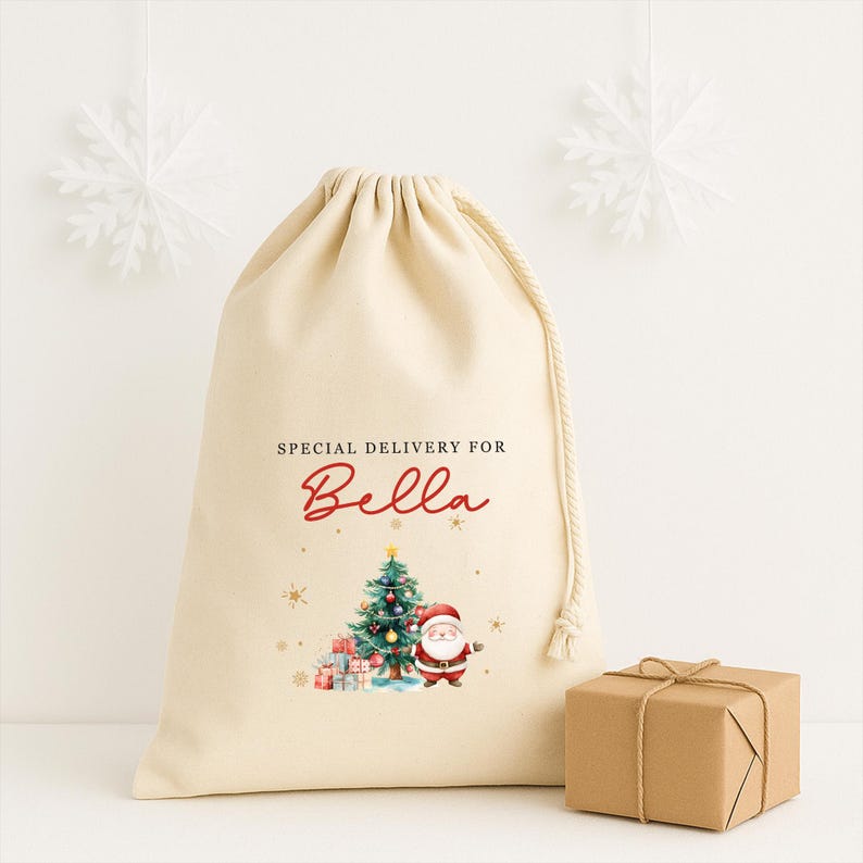 Reusable personalised Santa sack, Christmas gift bag for children