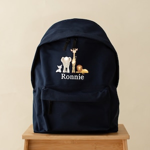 Sac à dos Safari personnalisé, sac à dos animaux de safari, cartable, disponible en deux tailles, filles, garçons, sac de bébé, chambre de bébé