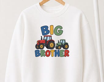 Matching Brother Tractor Outfits – Big & Little Sibling T-Shirt, Babygrow or Sweatshirt