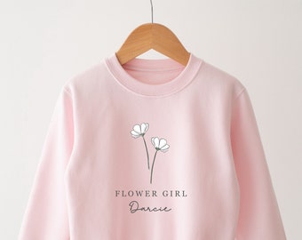 Blumenmädchen Sweatshirt - Hochzeitsgeschenk weißes Sweatshirt - Brautjungfer und Blumenmädchen Geschenk