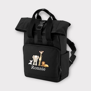Sac à dos safari personnalisé, sac à dos avec animaux de safari, sac pour filles et garçons, sac pour chambre de bébé, sac pour bébé, sac à dos roulé, différentes couleurs, rentrée des classes