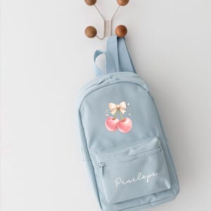 Personalised Girls Rucksack, Cherry Backpack, Toddler Nursery Bag, Custom Name Bag, School Back Pack zdjęcie 10