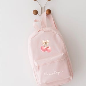 Personalised Girls Rucksack, Cherry Backpack, Toddler Nursery Bag, Custom Name Bag, School Back Pack zdjęcie 13