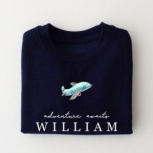 Personalised Holiday sweatshirt - Airport Outfit- First Time flyer - Aeroplane sweatshirt - Various Colours Any age Navy Grey Black image 5