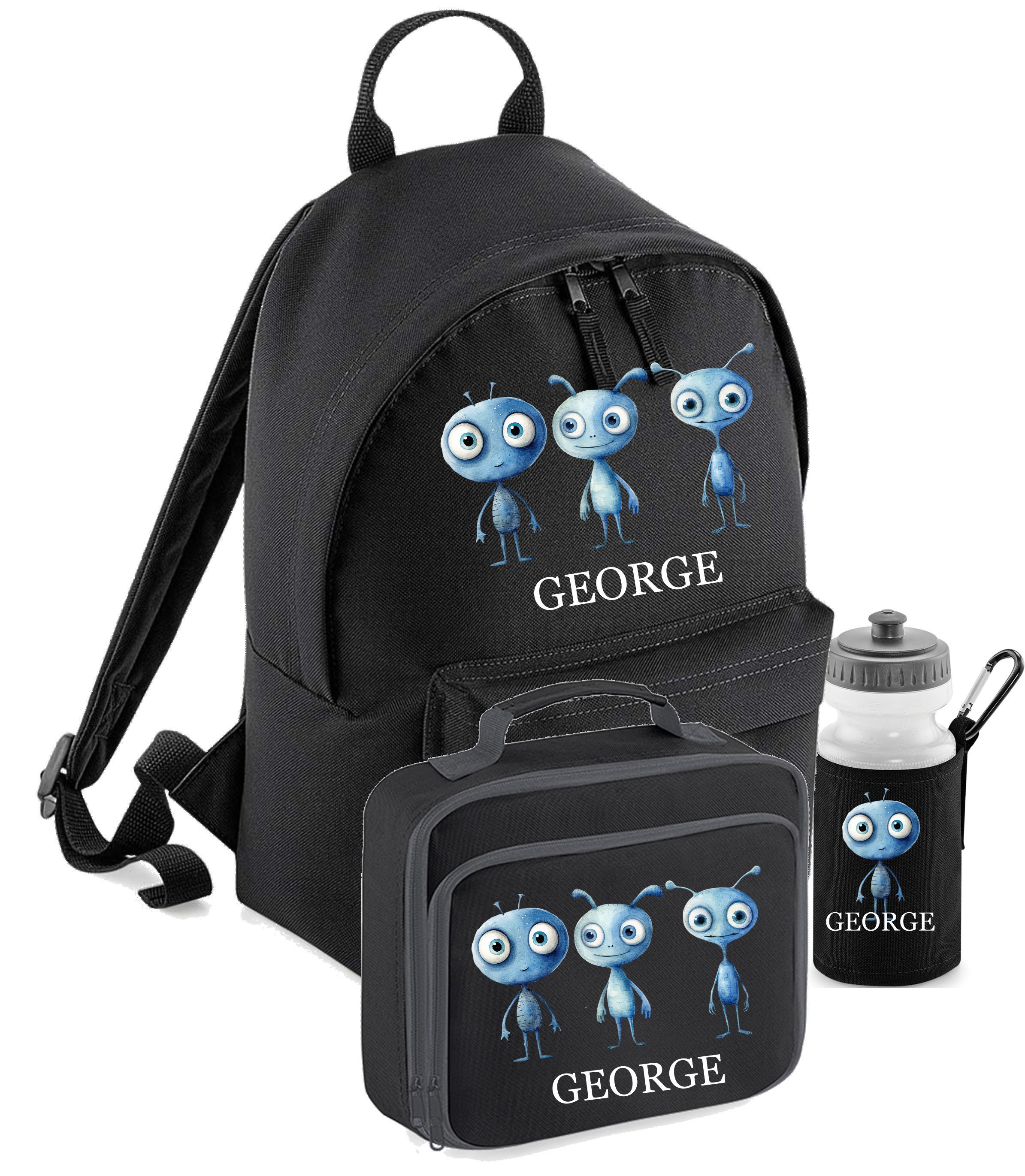 Personalised Aliens Backpack Set, Water Bottle - Rucksack, 2 Sizes ...