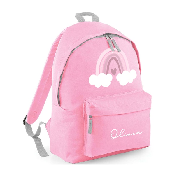 Personalised Rainbow lunch nursery  school bag - girls boys bag - Pink Rainbow