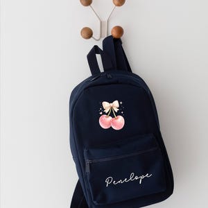 Personalised Girls Rucksack, Cherry Backpack, Toddler Nursery Bag, Custom Name Bag, School Back Pack zdjęcie 8