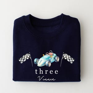 Personalised Car Racing  Birthday sweatshirt - Children's Sweatshirt - Any Age Various colours Boys Girls- Racing Car theme - 1st 2nd 3rd