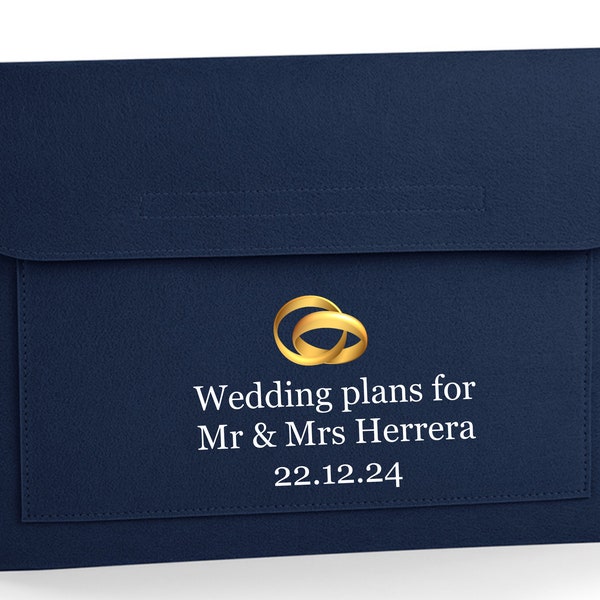 Personalised Wedding Plans rings document folder, all your wedding plans in one keepsake folder notes name and date for that special day