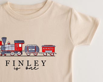 Personalised Trains Birthday T-shirt- Kids Tshirt - Any Age Various colours Boys Girls- Classic train theme - 1st Birthday - 2nd- birthday