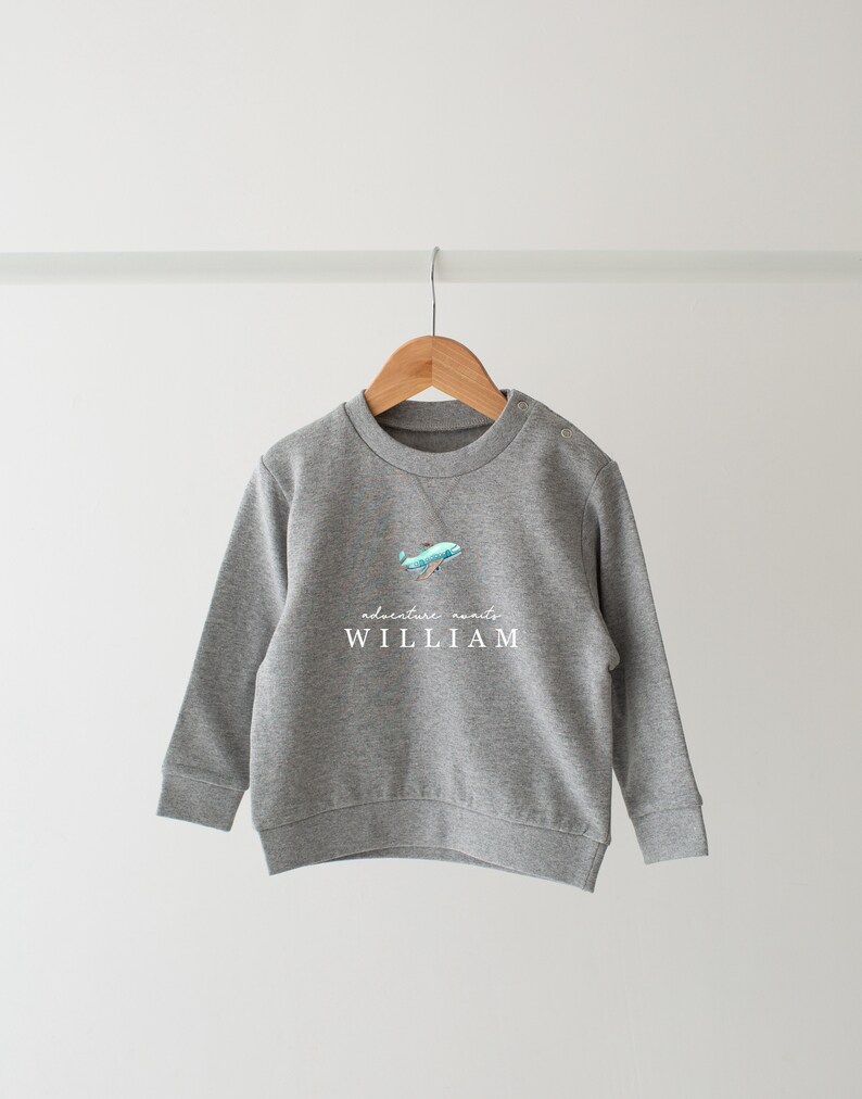 Personalised Holiday sweatshirt - Airport Outfit- First Time flyer - Aeroplane sweatshirt - Various Colours Any age Navy Grey Black image 4