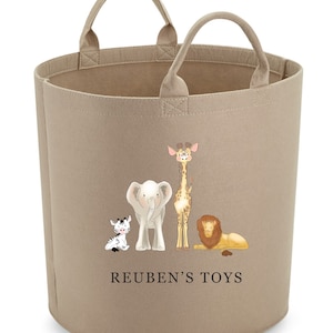 Personalised Safari children's Storage , Toy tub, storage basket, Toy box, Baby shower gift, baby Nursery, Jungle animals, blanket box