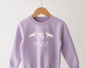 Personalised Unicorn Birthday Sweatshirt  - Birthday Princess Any Age - Sweatshirt Top - Various Colours - Birthday Girl - 1st 2nd 3rd etc