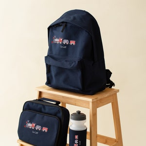 Ensemble personnalisé de sac à dos de train, bouteille d'eau - sac à dos, 2 tailles - boîte à sandwich - ensemble d'école de garçons de filles - train à vapeur, ensemble de passe-temps