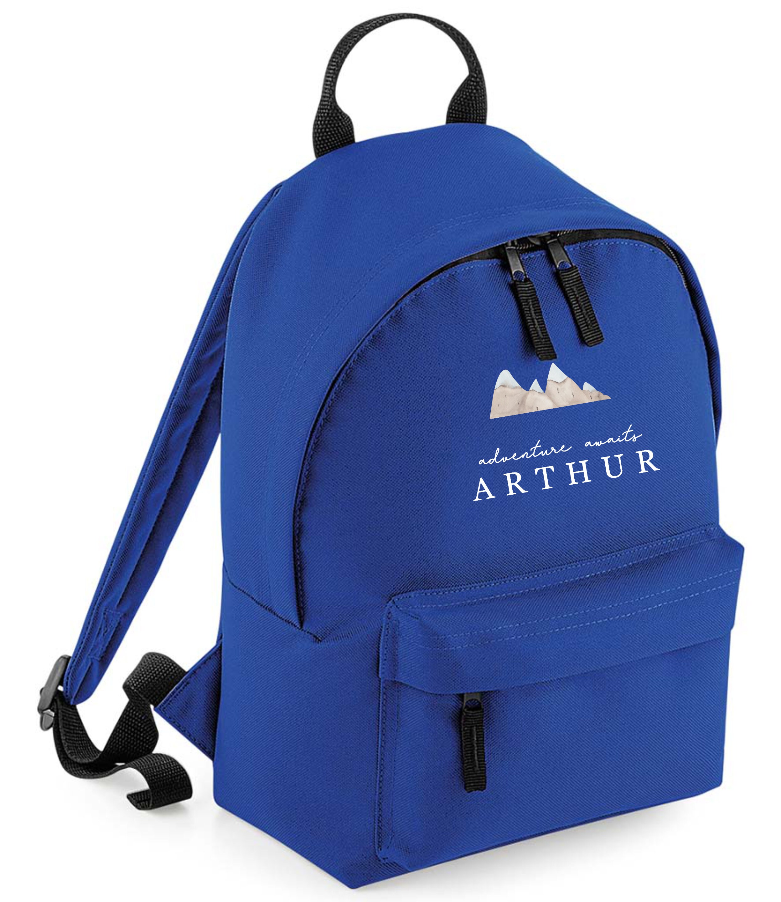arthur laptop backpack blue Personalised Mountains Backpack Adventure Begins Theme Fashionable Subtle  Design School Bag Rucksack, Available in Two Sizes, Hobbies, Clubs