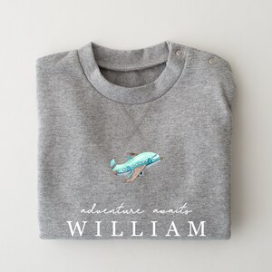 Personalised Holiday sweatshirt - Airport Outfit- First Time flyer - Aeroplane sweatshirt - Various Colours Any age Navy Grey Black image 6