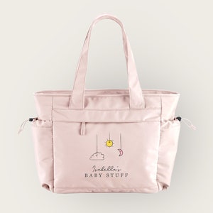 Personalised Baby Bag, Hospital bag, Baby Changing Bag, Backpack, Baby organiser, Mama ,Pale Pink,  Supersoft Luxury Feel, Tote Bag